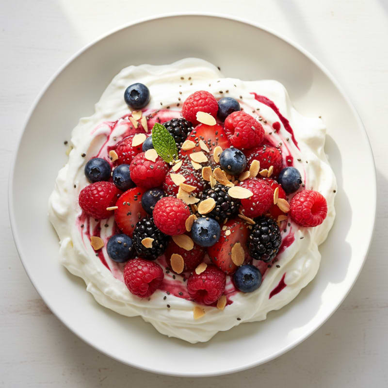 Creamy Greek Yogurt Protein Mousse with Mixed Berries