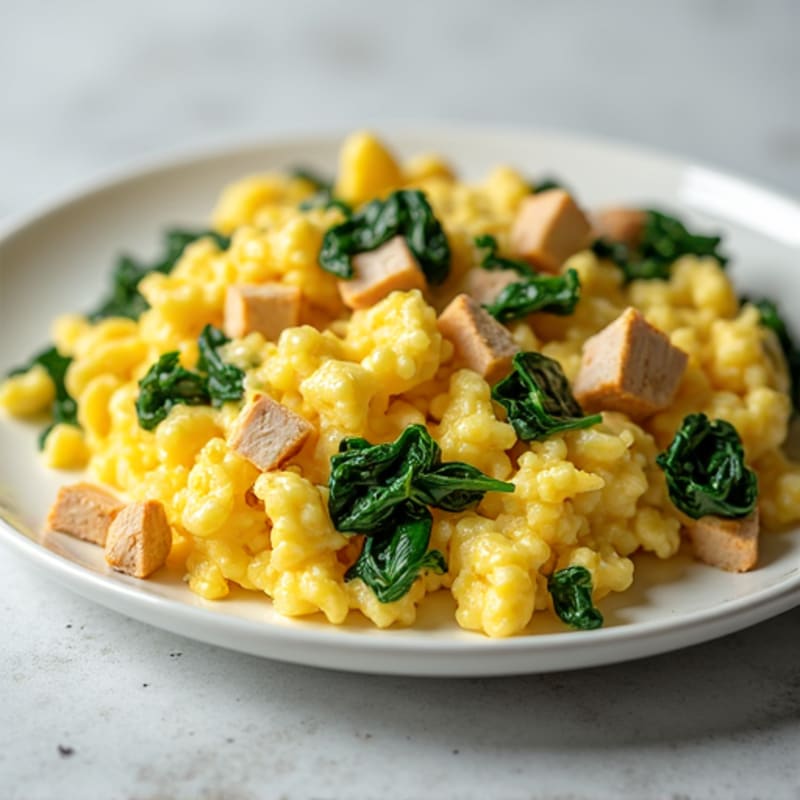 Scrambled Eggs with Turkey and Spinach