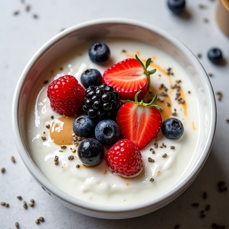 Creamy Greek Yogurt Bowl with Mixed Berries and Almond Butter