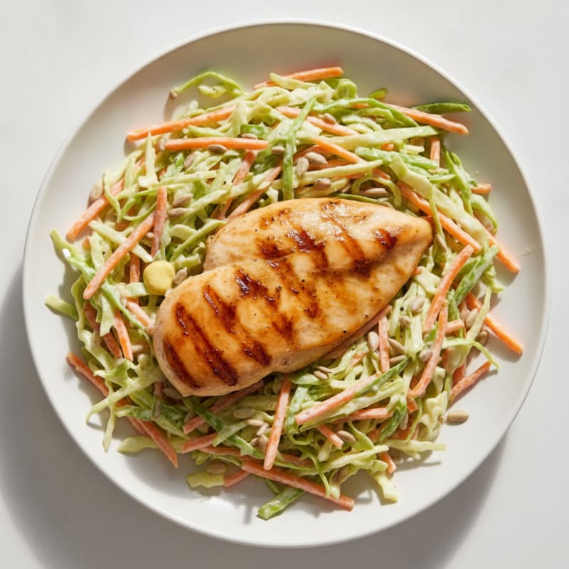 Grilled Chicken Breast with Crunchy Cabbage Slaw