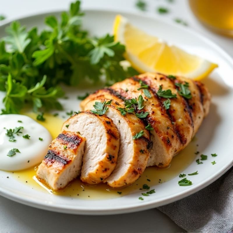 Grilled Chicken Breast with Herb Yogurt Dipping Sauce