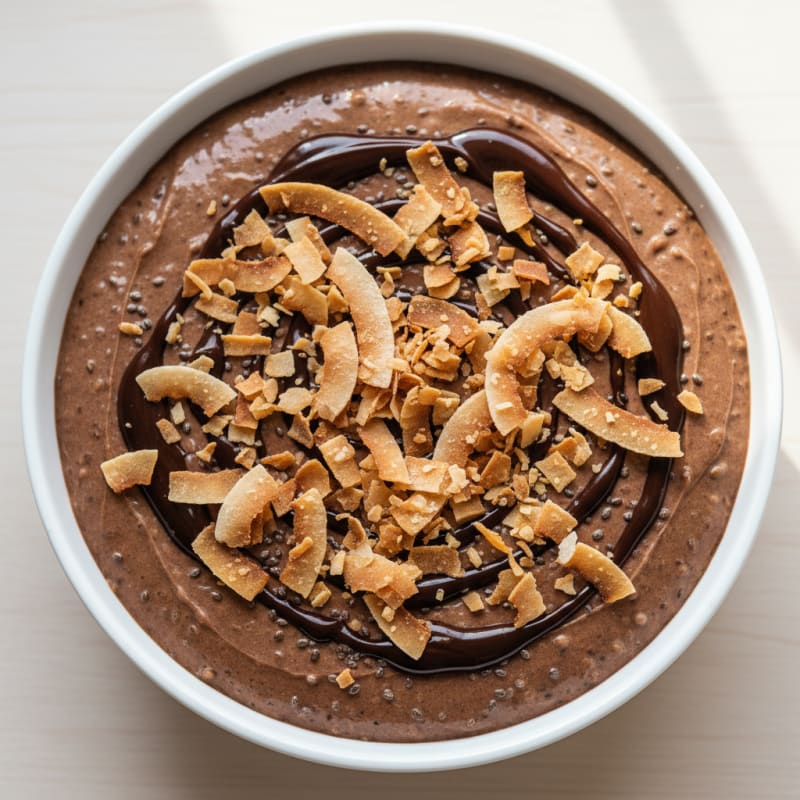 Silky Chocolate Protein Pudding with Toasted Coconut