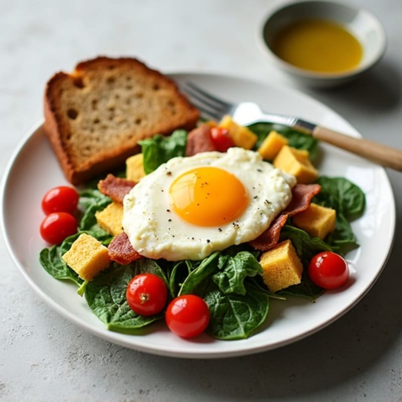 Cottage Cheese Egg Scramble with Spinach and Turkey Bacon
