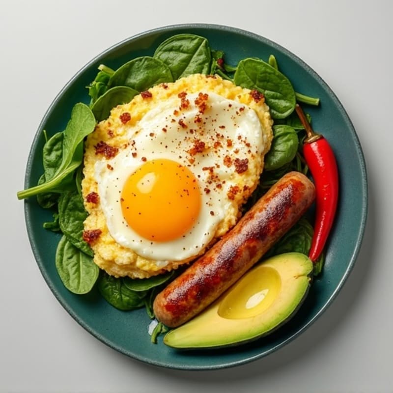 Egg White and Turkey Sausage Scramble with Spinach