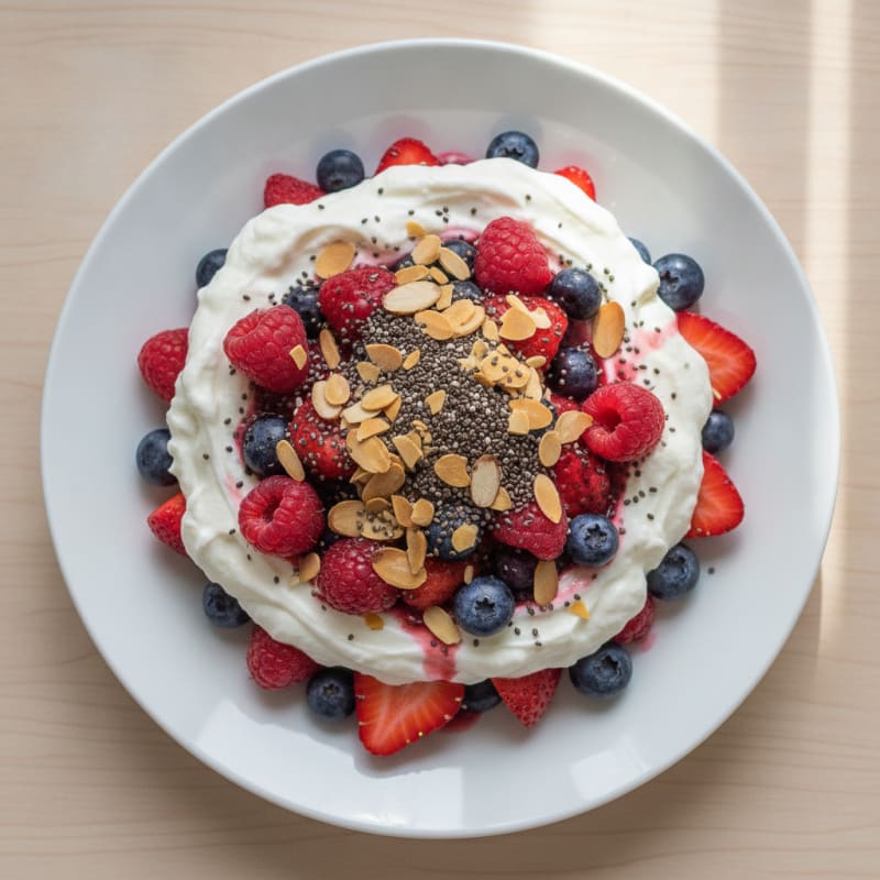 Greek Yogurt Protein Parfait with Mixed Berries