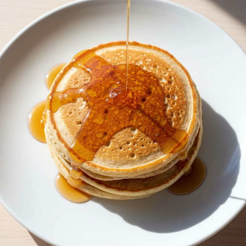 Fluffy Buttermilk Pancakes with Maple Syrup