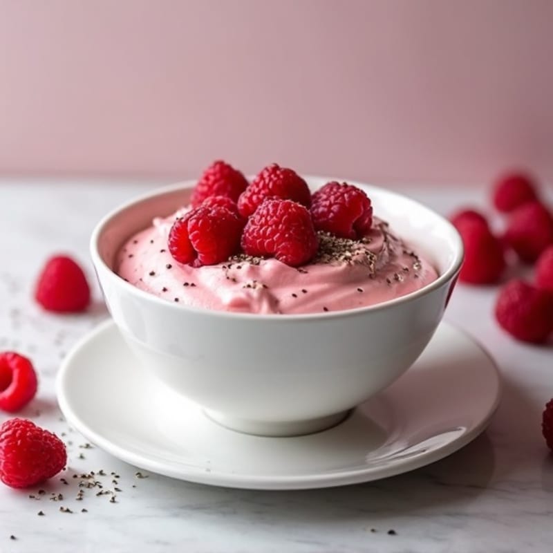 Creamy High-Protein Raspberry Vanilla Mousse Bowl