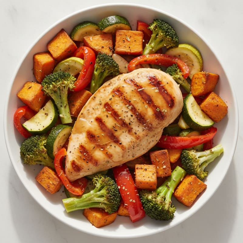 Pan-Seared Chicken with Roasted Vegetables