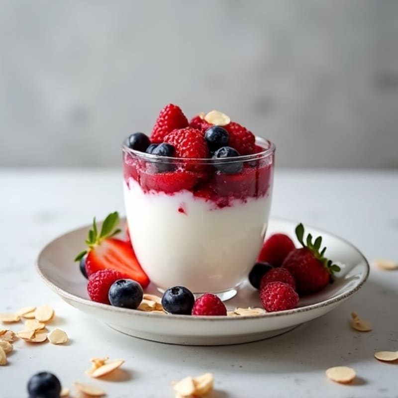 Greek Yogurt Protein Parfait with Mixed Berries and Almonds