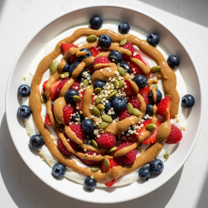 Creamy Greek Yogurt Bowl with Mixed Berries and Pumpkin Seeds