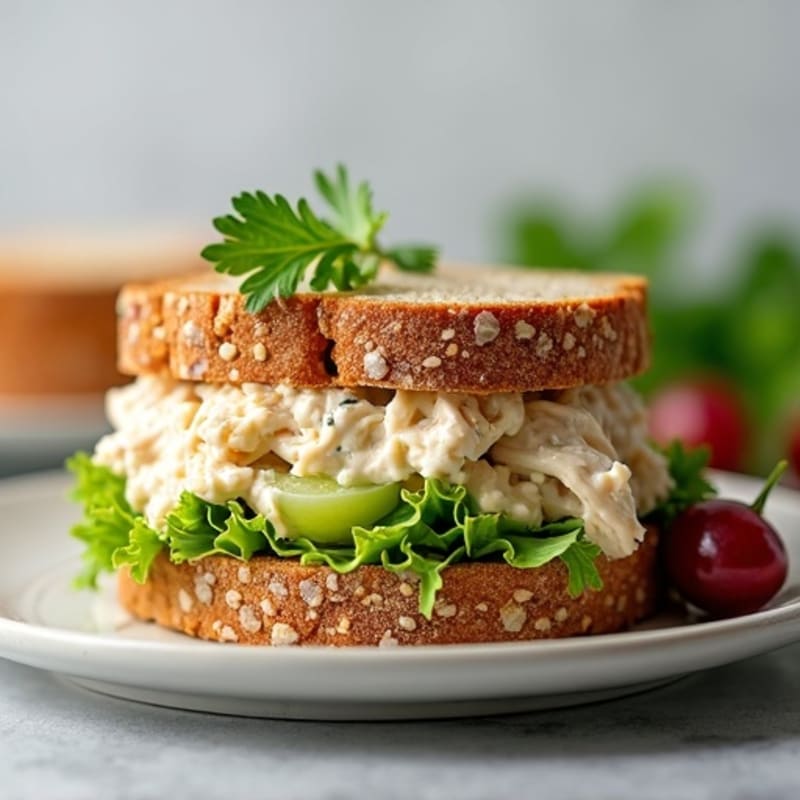 Creamy Herb Chicken Salad Sandwich on Whole Grain Bread