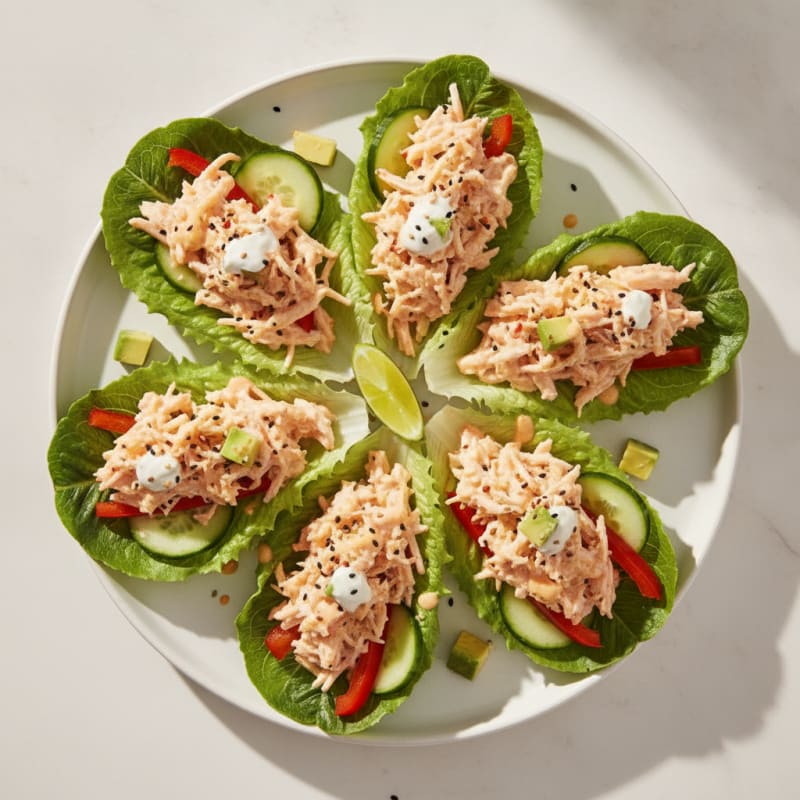 Krab Stick Lettuce Wraps with Peppers