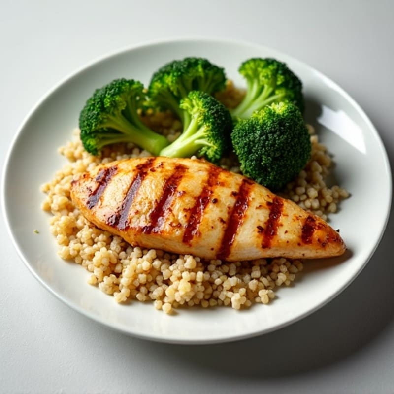 Grilled Chicken Breast with Quinoa and Steamed Broccoli