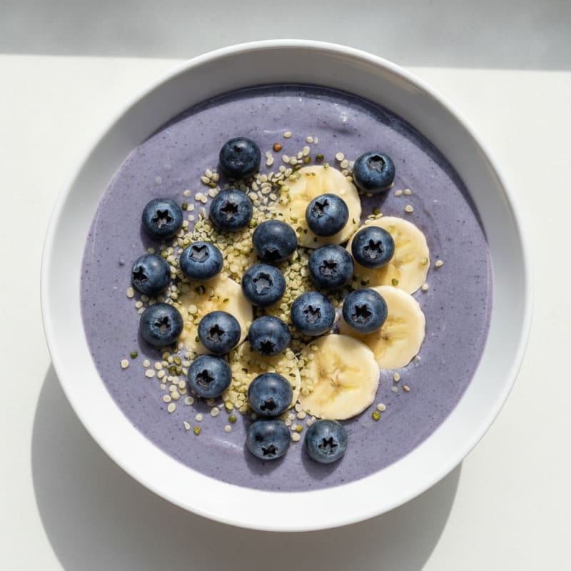Silky Tofu Protein Smoothie Bowl with Berries and Hemp Seeds