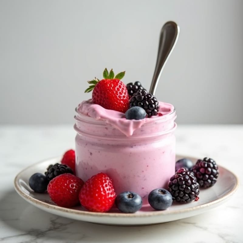 Greek Yogurt Protein Mousse with Mixed Berries