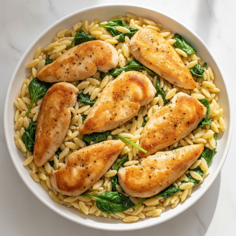 Lemon Herb Chicken Orzo Skillet