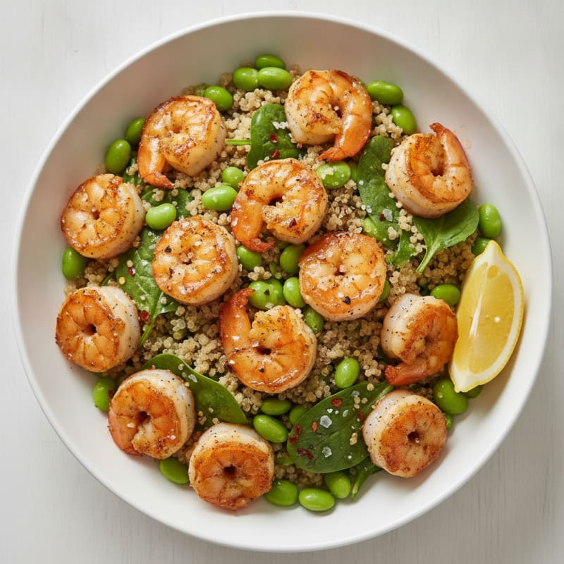 Garlic Shrimp Quinoa Bowl with Edamame