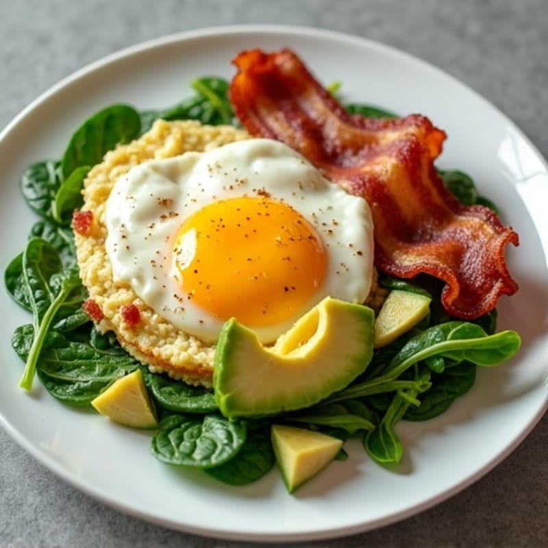 Egg White Spinach Scramble with Turkey Bacon