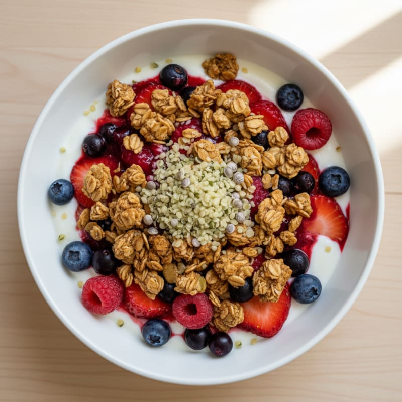 Greek Yogurt Parfait with Mixed Berries and Protein Granola