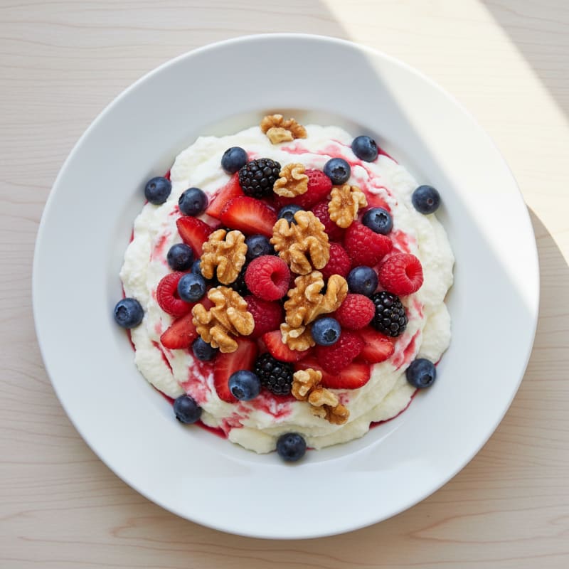 Greek Yogurt Protein Mousse with Mixed Berries