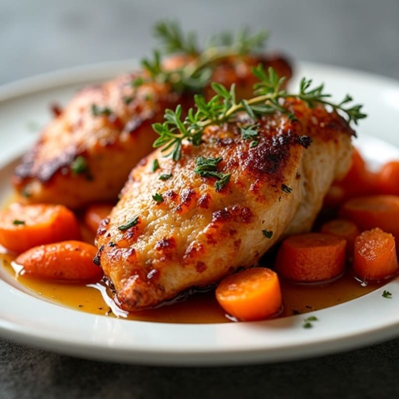 Crispy Honey-Garlic Chicken Thighs with Roasted Carrots