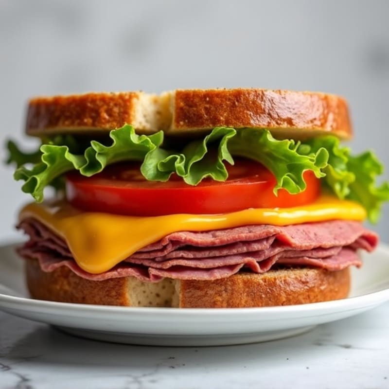 Lean Roast Beef and Melted Cheddar Whole Grain Sandwich
