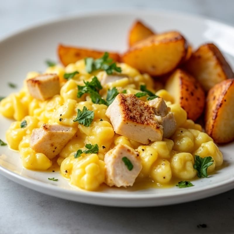 Chicken Tender Egg White Scramble with Roasted Potatoes