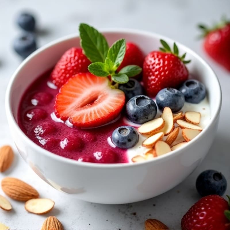 Greek Yogurt Protein Bowl with Mixed Berries and Almonds