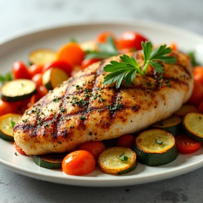 Herb-Crusted Pan Seared Chicken with Roasted Vegetables