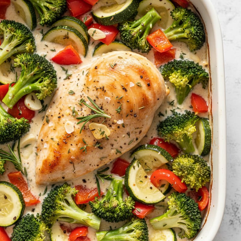 Creamy Herb Chicken and Vegetable Bake