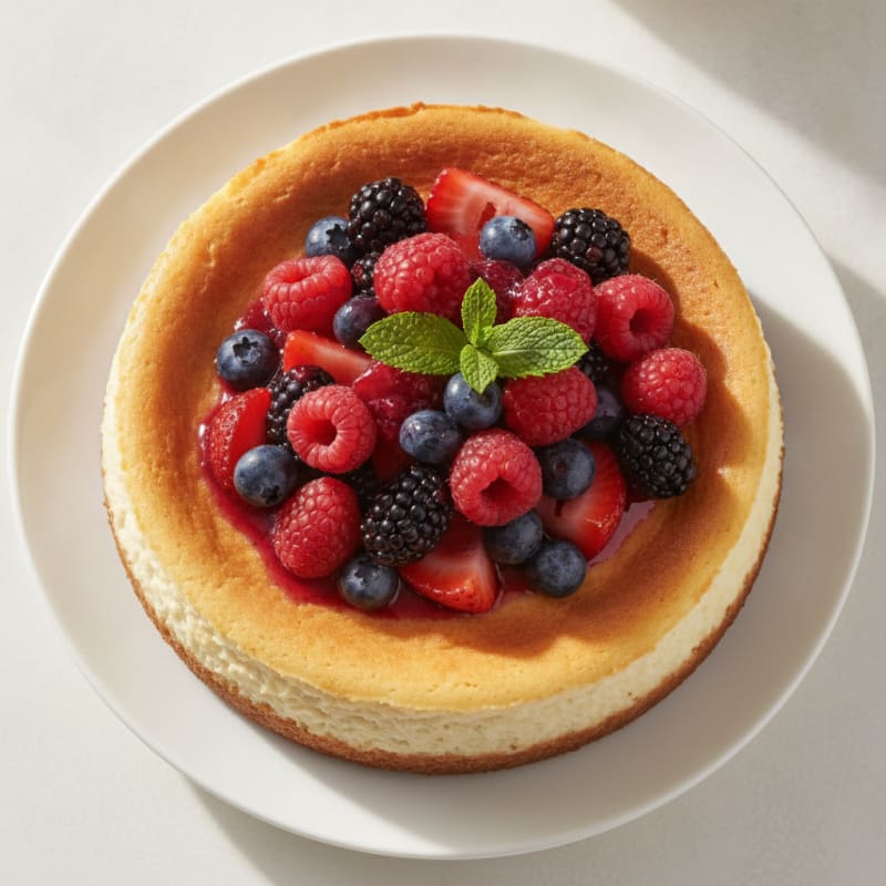 Greek Yogurt Protein Cheesecake with Mixed Berries