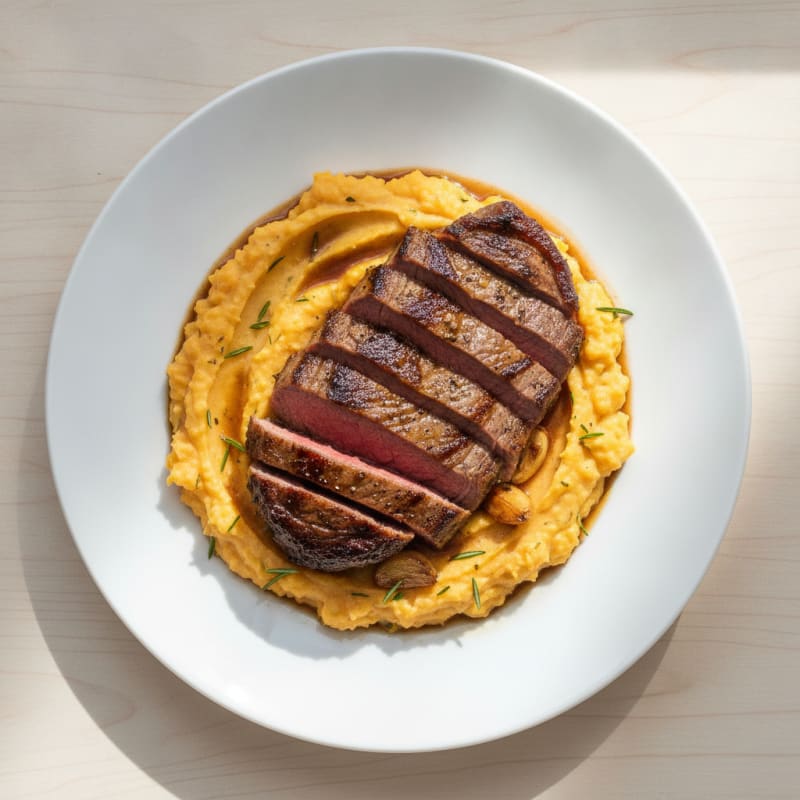 Seared Steak with Herb Sweet Potato Mash