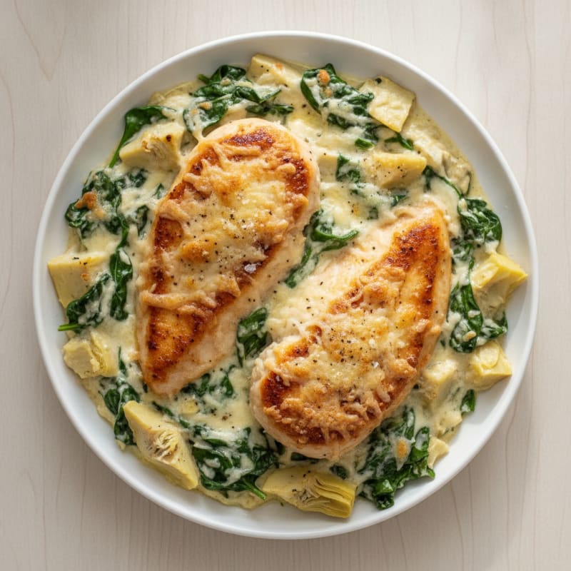 Creamy Spinach Artichoke Chicken Bake