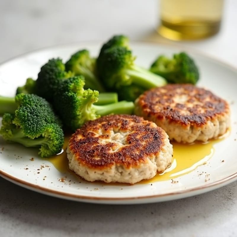 Seared Turkey Patties with Roasted Broccoli