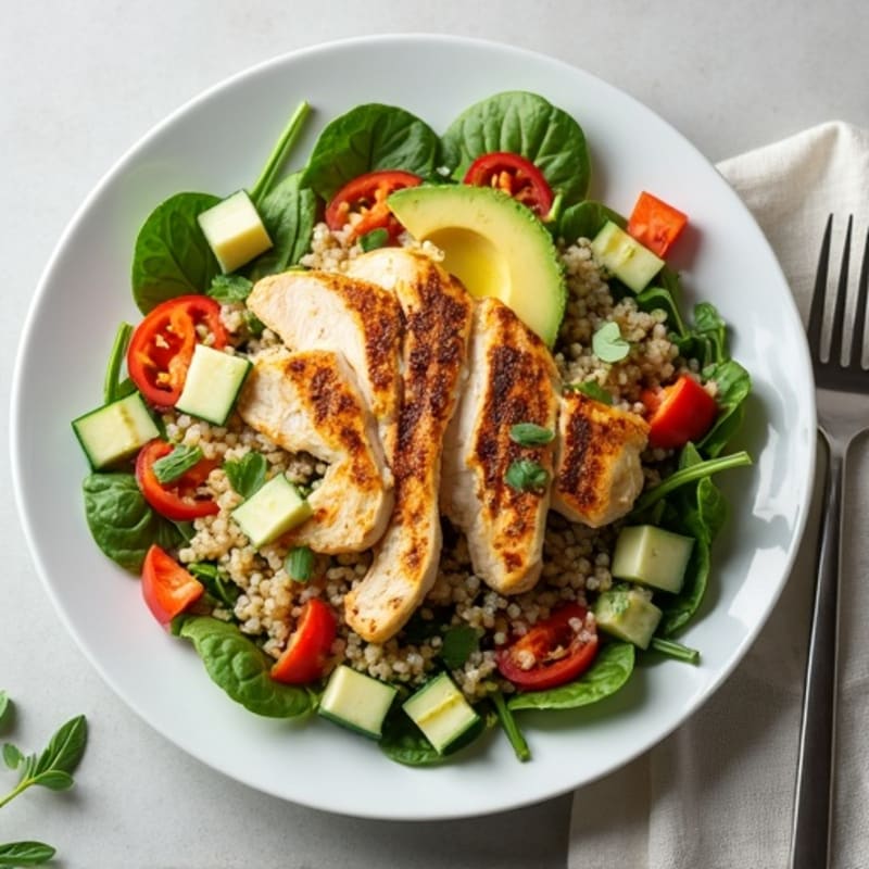Grilled Chicken and Quinoa Salad with Crunchy Vegetables