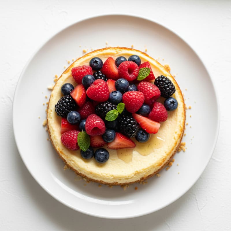 Greek Yogurt Protein Cheesecake with Mixed Berries