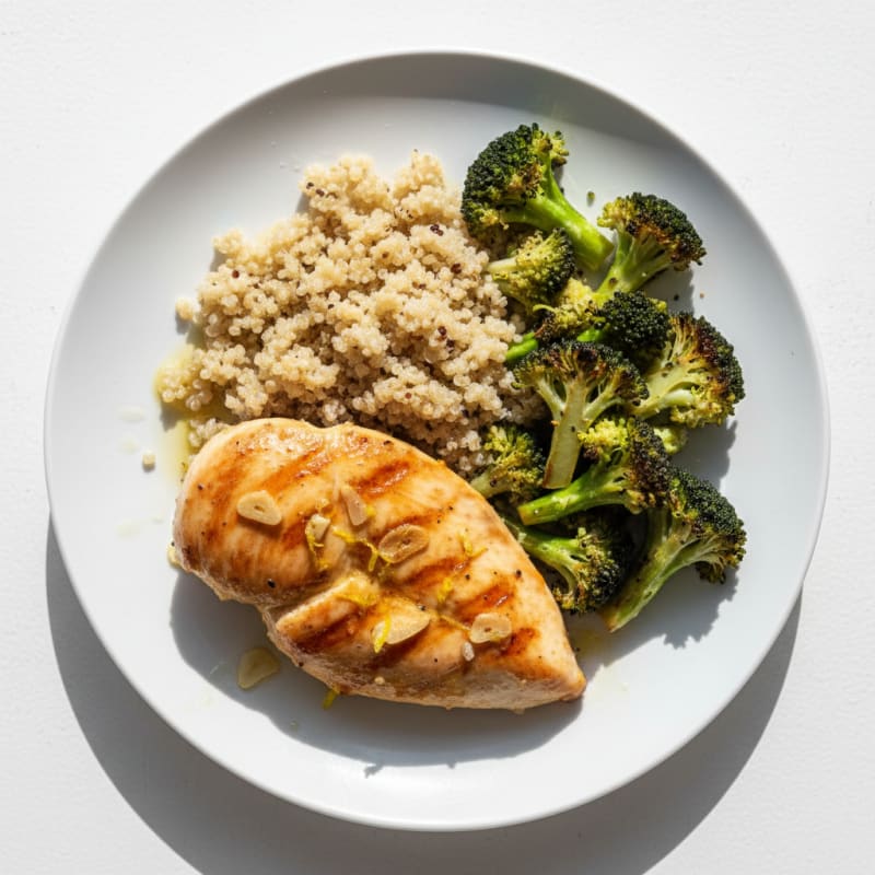 Grilled Chicken Breast with Roasted Broccoli and Quinoa