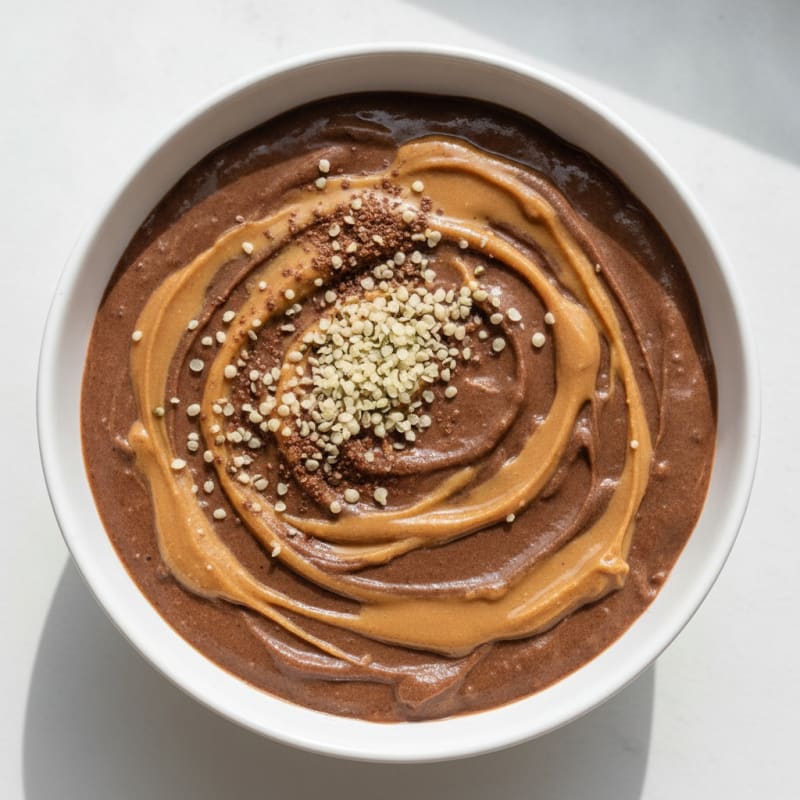 Chocolate Protein Smoothie Bowl with Peanut Butter Swirl