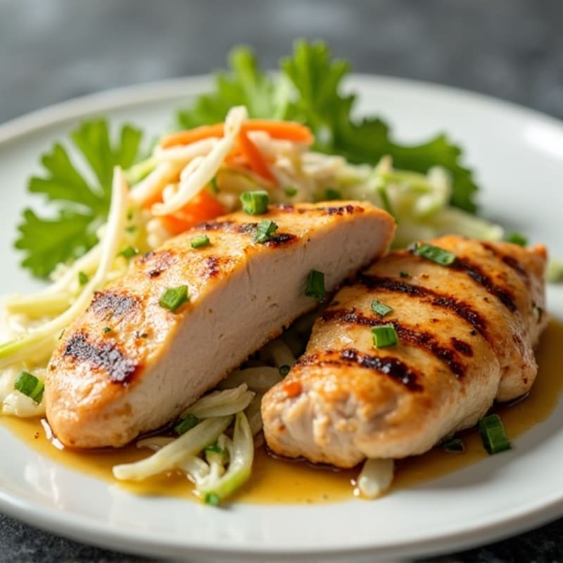 Grilled Chicken Breast with Crunchy Cabbage Slaw