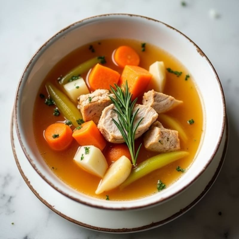 Herb-Loaded Chicken Soup with Root Vegetables