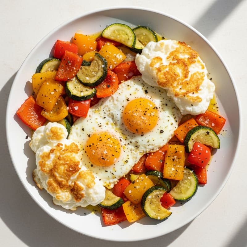 Air-Fried Eggs with Roasted Vegetables