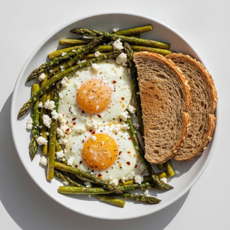 Baked Eggs with Roasted Asparagus