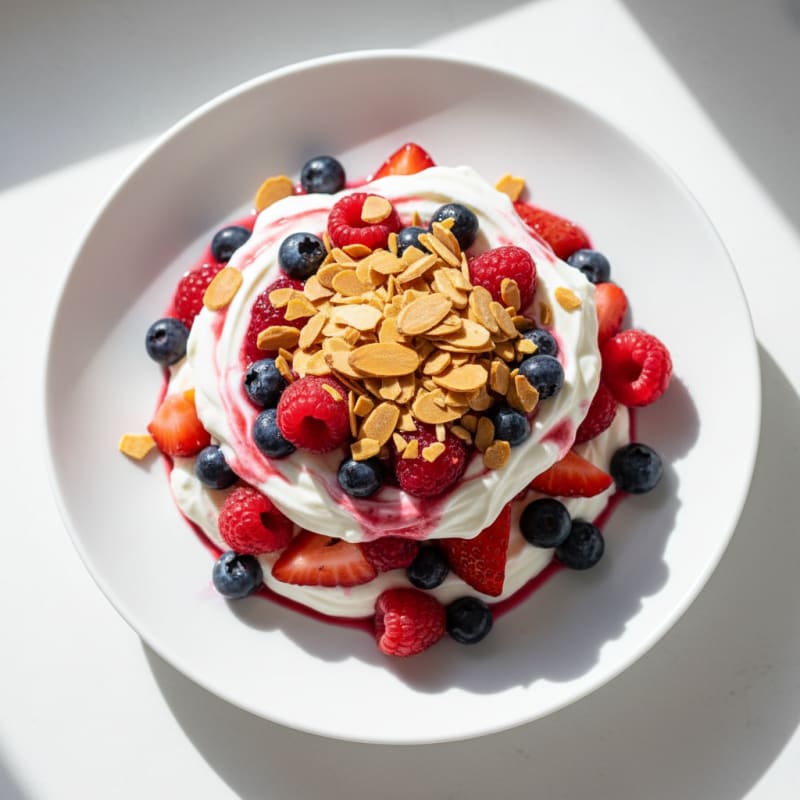 Greek Yogurt Protein Parfait with Almonds and Berries