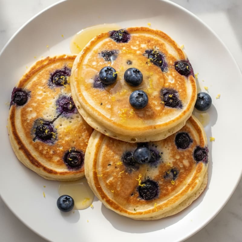 Blueberry Ricotta Pancakes with Lemon Zest