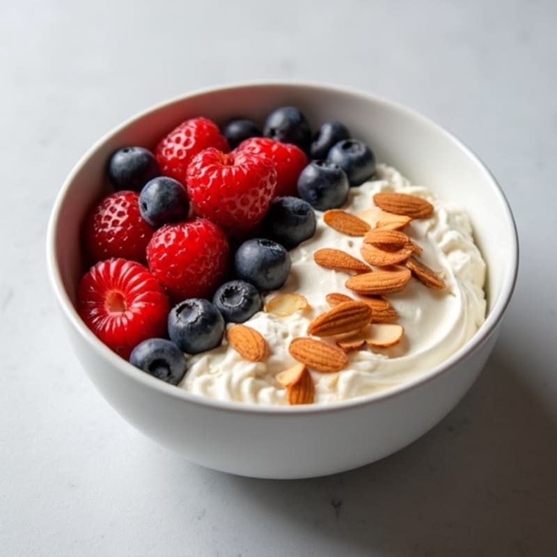 Cottage Cheese Protein Bowl with Mixed Berries and Almonds
