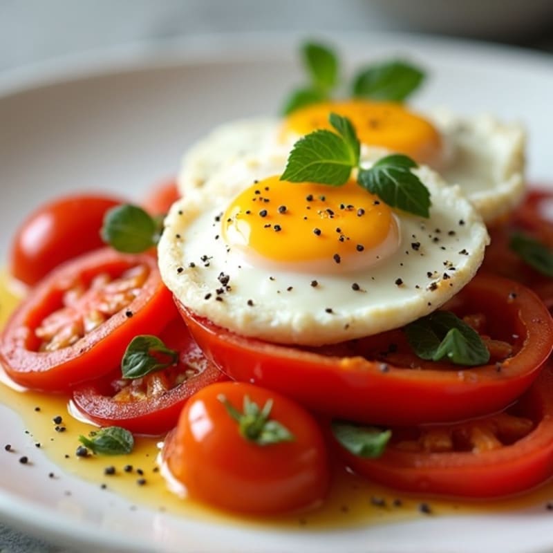 Savory Poached Eggs with Fresh Tomato and Bell Peppers