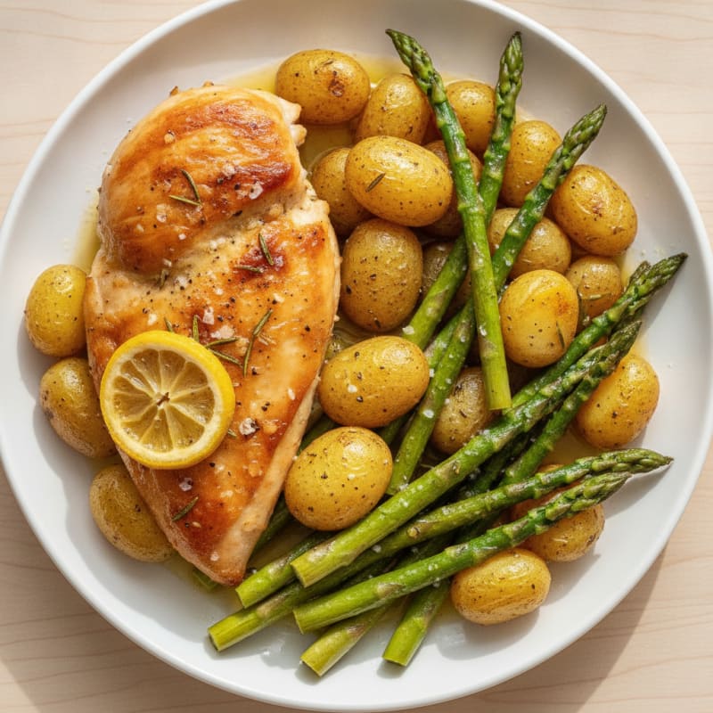 Lemon-Herb Roasted Chicken with Asparagus