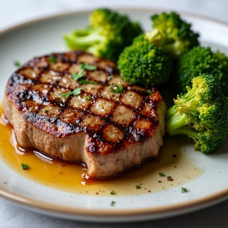 Pan-Seared Garlic Steak with Crispy Roasted Broccoli