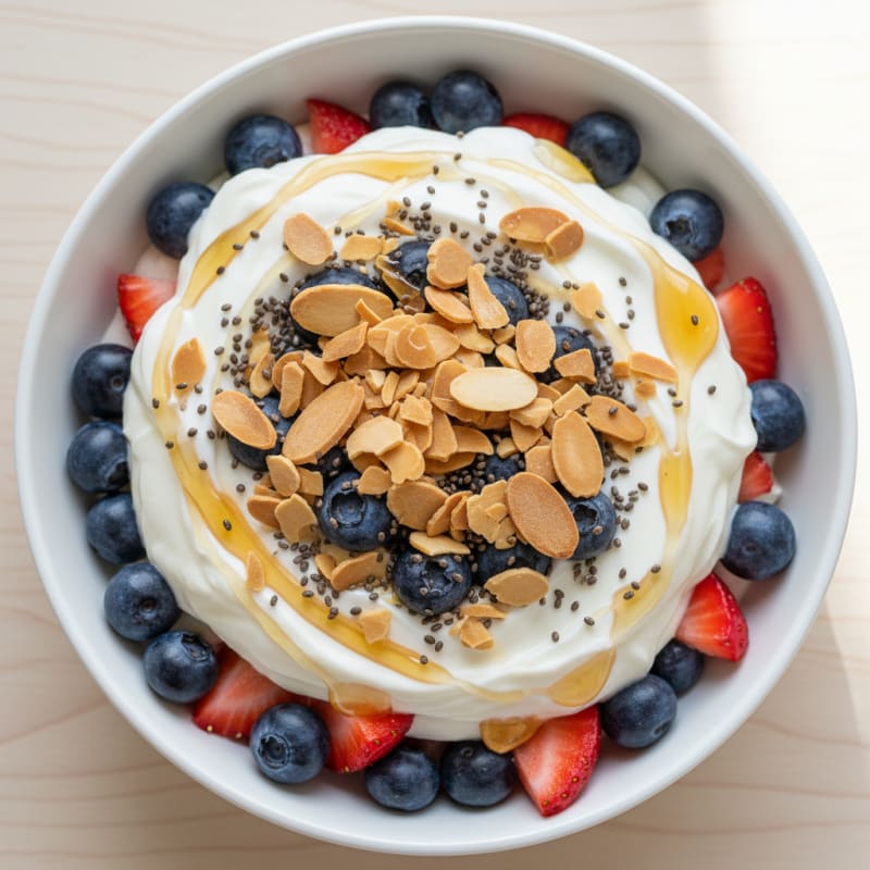 Greek Yogurt Protein Parfait with Berries and Almonds