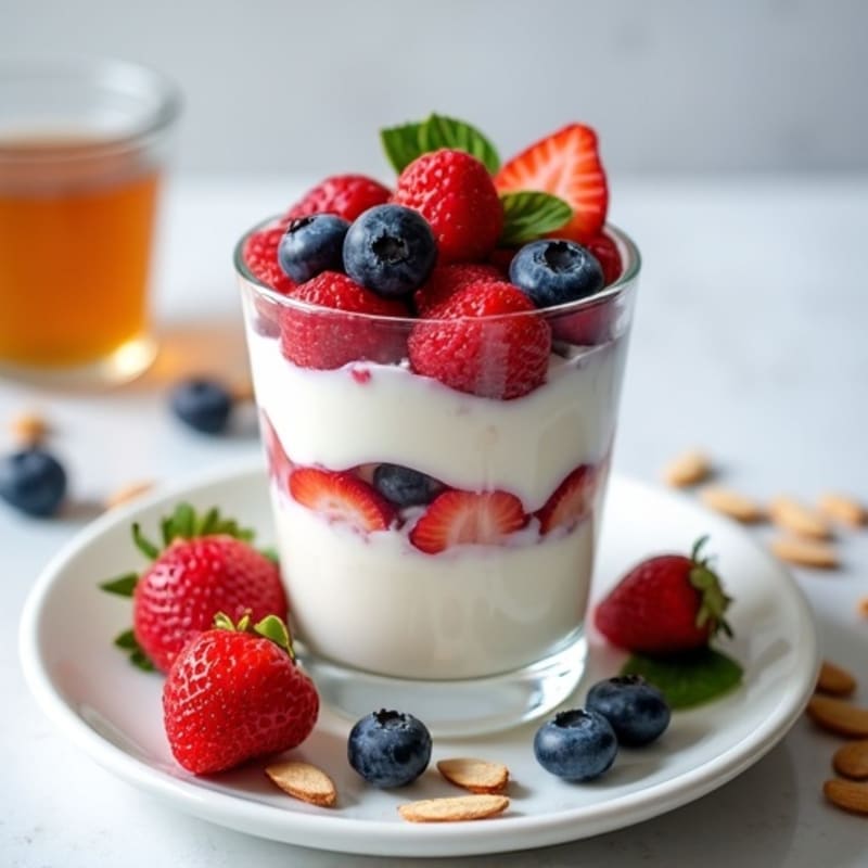 Greek Yogurt Protein Parfait with Berries and Almonds